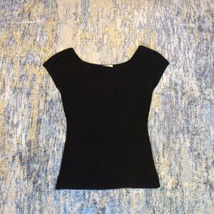 H&M Black Ribbed Cap Sleeve Top | Size Medium | Lightly Used